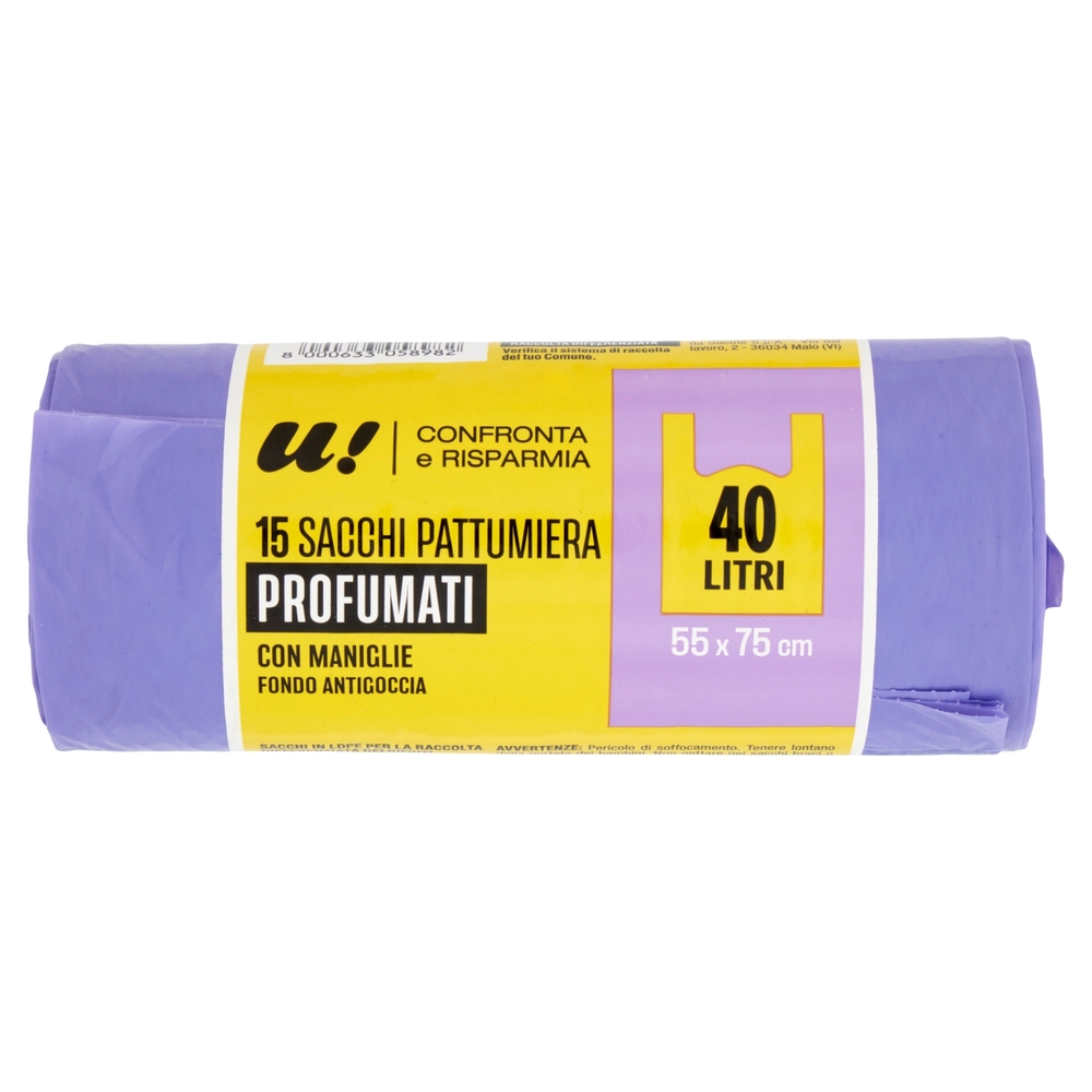 15 Sacchi Pattumiera Viola 40 Litri Profumati U! Confronta e Risparmia